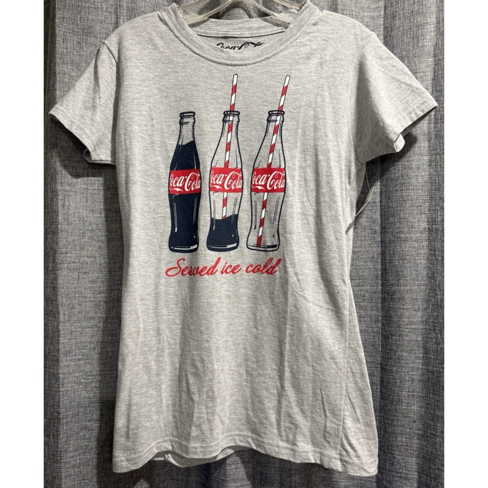 Coca-Cola Ladies cut T-shirt  Size Medium Served Ice Cold Heather‎ Gray NWT